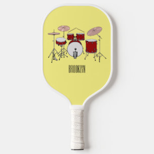 Drum kit cartoon illustration pickleball paddle