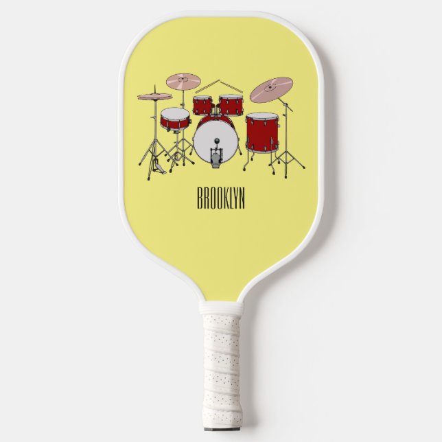 Drum kit cartoon illustration  pickleball paddle (Front)