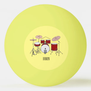 Drum kit cartoon illustration ping pong ball