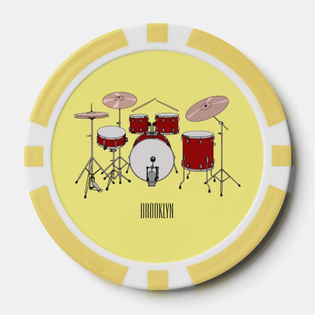 Drum kit cartoon illustration  poker chips (Front)