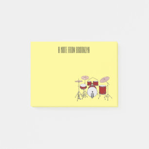 Drum kit cartoon illustration  post-it notes