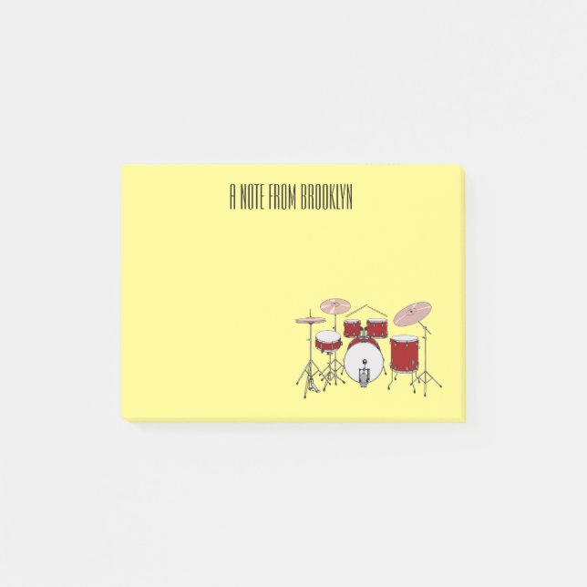 Drum kit cartoon illustration  post-it notes (Front)