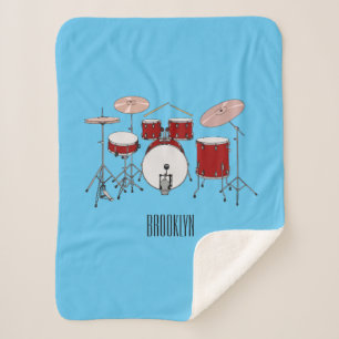 Drum kit cartoon illustration sherpa blanket