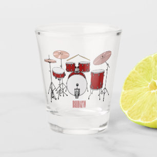 Drum kit cartoon illustration shot glass