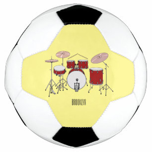 Drum kit cartoon illustration soccer ball