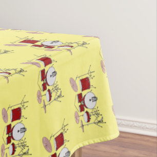 Drum kit cartoon illustration tablecloth