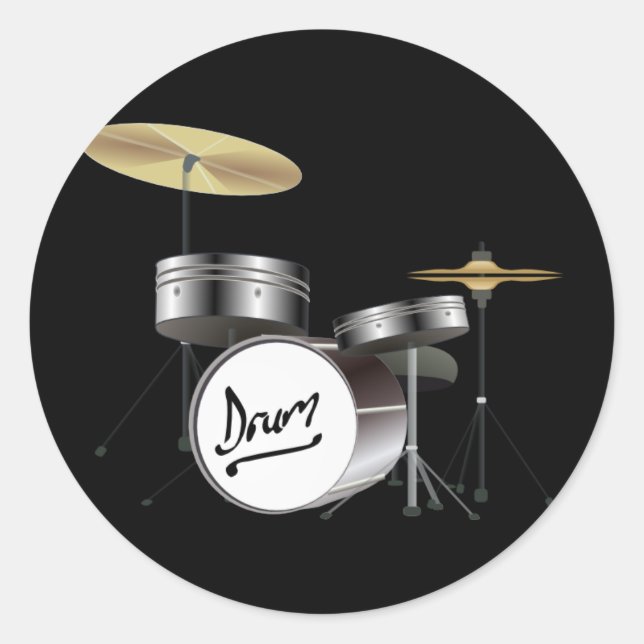 Drum Kit Classic Round Sticker (Front)