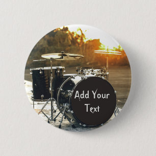 Drum Kit Drummer Rock  Personalise Customise 6 Cm Round Badge