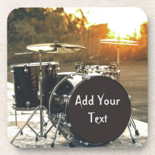 Drum Kit Drummer Rock  Personalise Customise Coaster