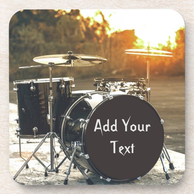 Drum Kit Drummer Rock  Personalise Customise Coaster (Front)