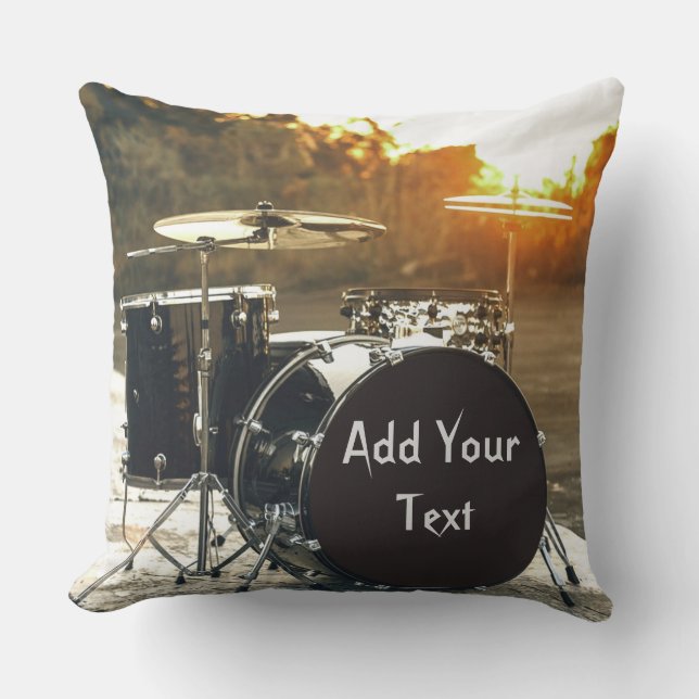 Drum Kit Drummer Rock  Personalise Customise Cushion (Front)