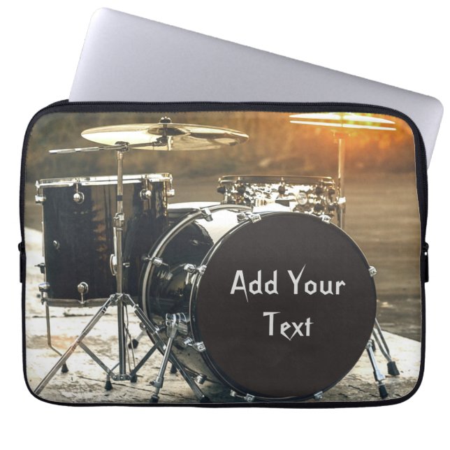 Drum Kit Drummer Rock  Personalise Customise Laptop Sleeve (Front)