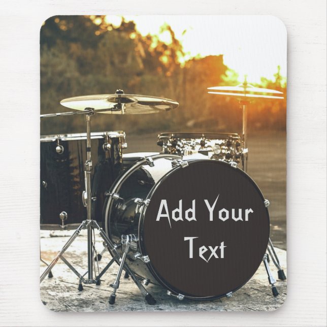 Drum Kit Drummer Rock  Personalise Customise Mouse Pad (Front)