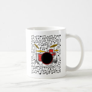 Drum Kit Musical Notes Drummer Percussion Musician Coffee Mug