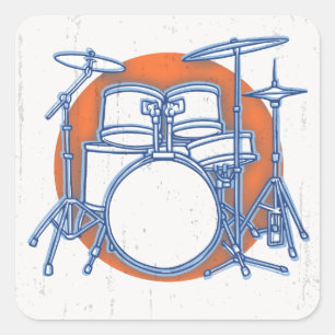 Drum Kit Offset Square Sticker