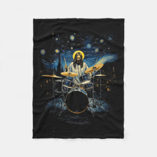 Drum Kit Percussionist Drummer Van Gogh Jesus Play Fleece Blanket