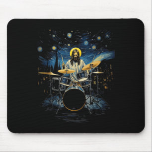Drum Kit Percussionist Drummer Van Gogh Jesus Play Mouse Pad