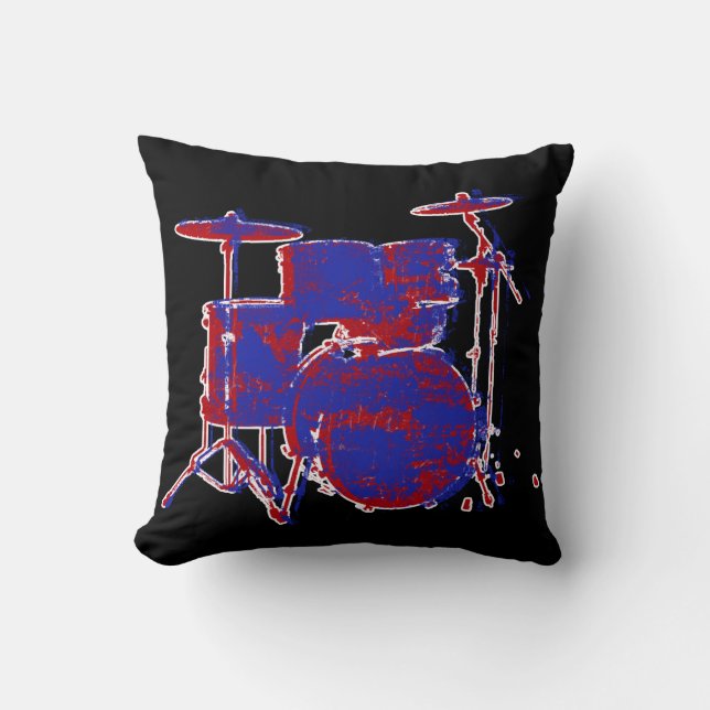 drum kit red & blue decor cushion (Front)