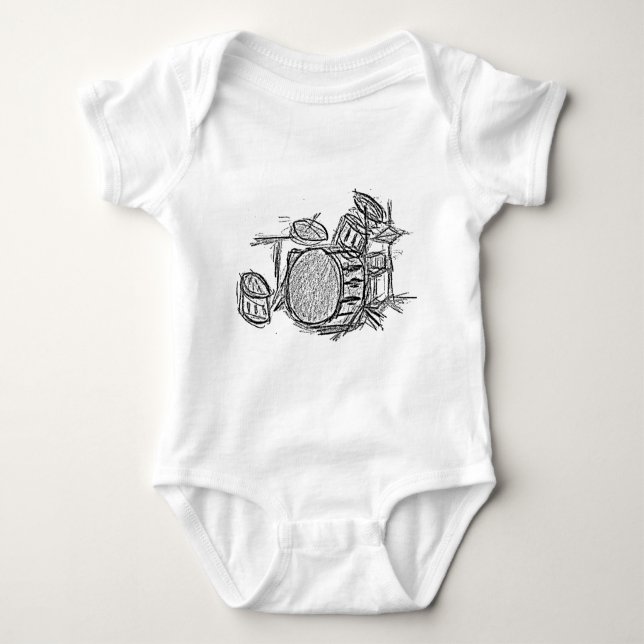 Drum kit rock band grunge baby bodysuit (Front)