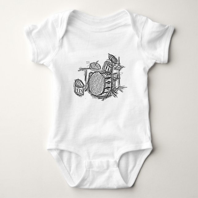 Drum kit rock band grunge baby bodysuit (Front)