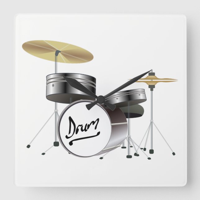 drum kit square wall clock (Front)
