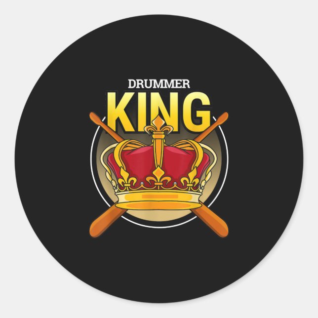 drum kit t  a drummer with percussion instruments classic round sticker (Front)