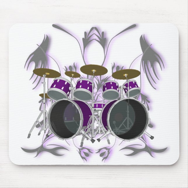 Drum Kit & Tribal Artwork (purple) - Mousepad (Front)