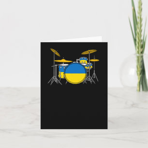 Drum Kit Ukrainian Flag Drummer Musician Sticker Card