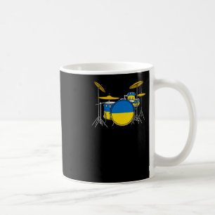 Drum Kit Ukrainian Flag Drummer Musician Sticker Coffee Mug