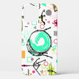 Drum Kit: Watercolor Memphis Retro. iPhone 12 Case