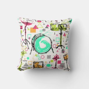 Drum Kit: Watercolor Memphis Retro. Cushion
