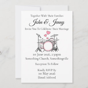 Drum Kit Wedding Invitation Drummer Musicians