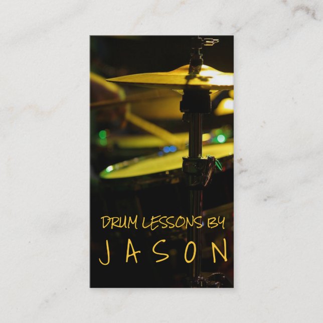 Drum Lessons Instrument Music Instructor Business Card (Front)