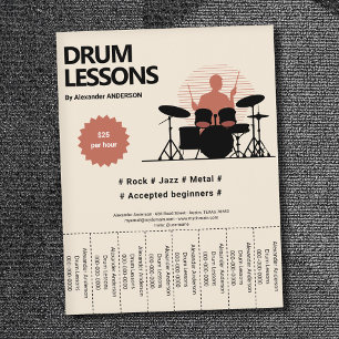 Drum Lessons Tear Off Strips Flyer