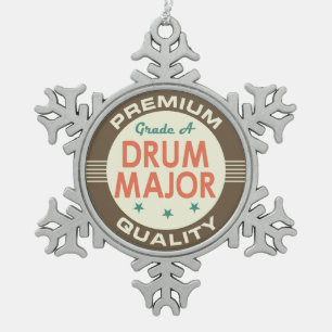 Drum Major Music Band Gift Snowflake Pewter Christmas Ornament