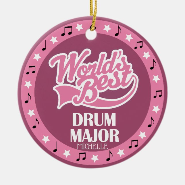 Drum Major Ornament Band Gift For Her (Front)