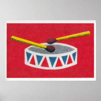 Drum Matchbox Wall Poster - Vintage Eastern Europe