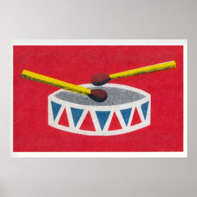 Drum Matchbox Wall Poster - Vintage Eastern Europe (Front)
