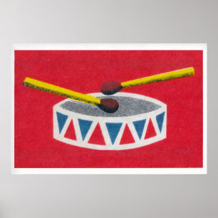 Drum Matchbox Wall Poster - Vintage Eastern Europe