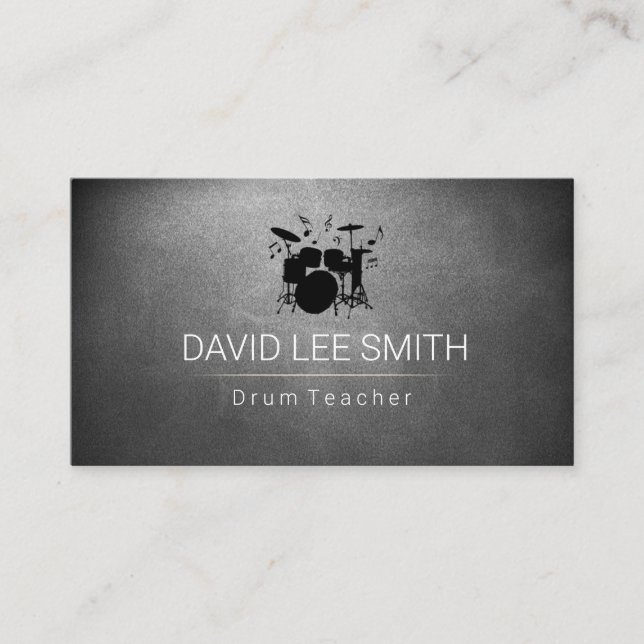 Drum on Chalkboard Business Card (Front)