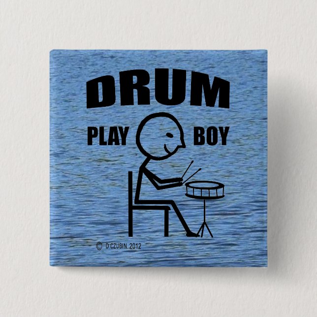 Drum Play Boy 15 Cm Square Badge (Front)