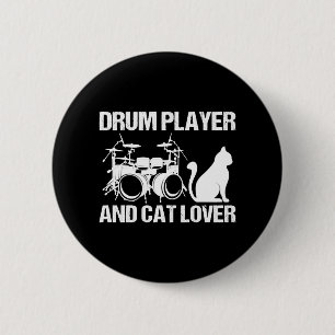Drum Player And Cat Lover Drumming Musician Drums 6 Cm Round Badge