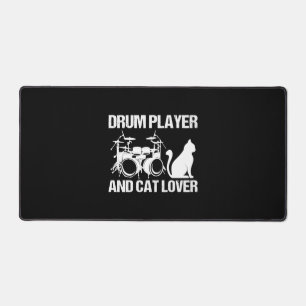 Drum Player And Cat Lover Drumming Musician Drums Desk Mat