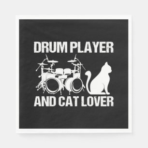 Drum Player And Cat Lover Drumming Musician Drums Napkin