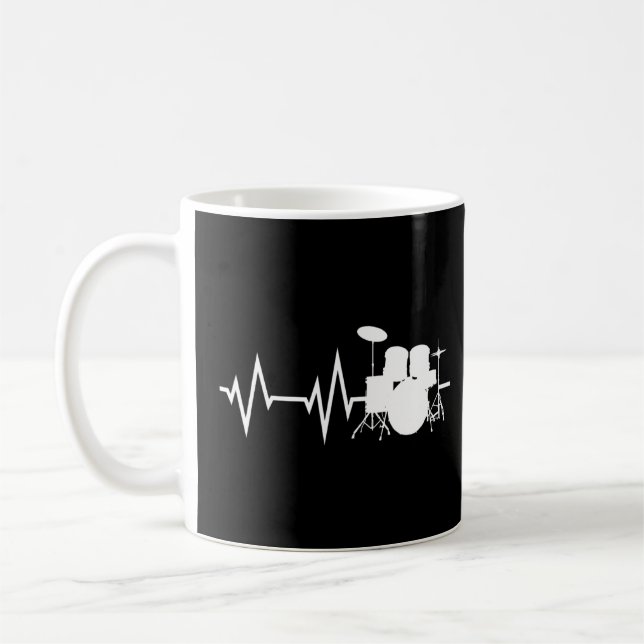 Drum Player Heartbeat Drummers Drumming   Graphic  Coffee Mug (Left)