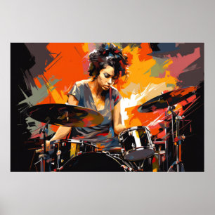 Drum Player Music Painting Abstract Art Decor