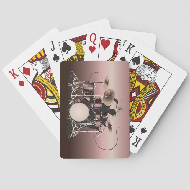 Drum Set and Drummer Playing Playing Cards (Back)
