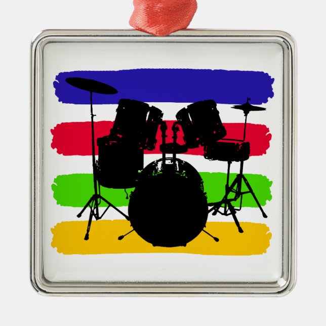Drum set and Stripes Christmas Ornament (Front)