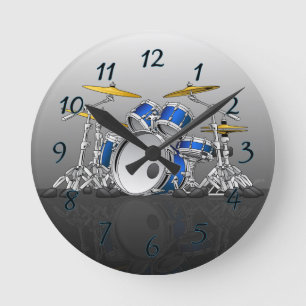 Drum Set Cartoon Round Clock