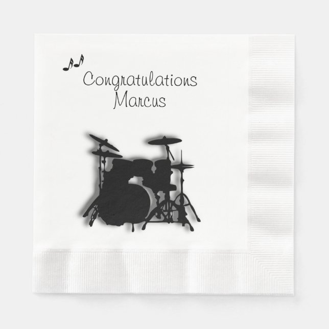 Drum Set Custom Congratulations Napkin (Front)